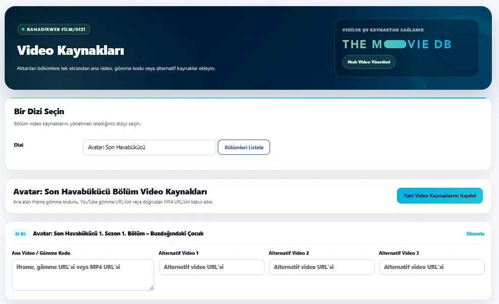 BahadirMovie bölüm video kaynakları